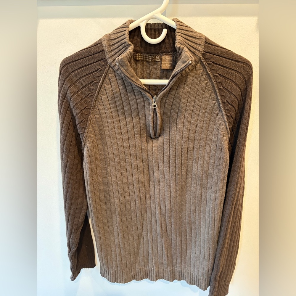 Men's Vintage XL Brown Ribbed Sweater